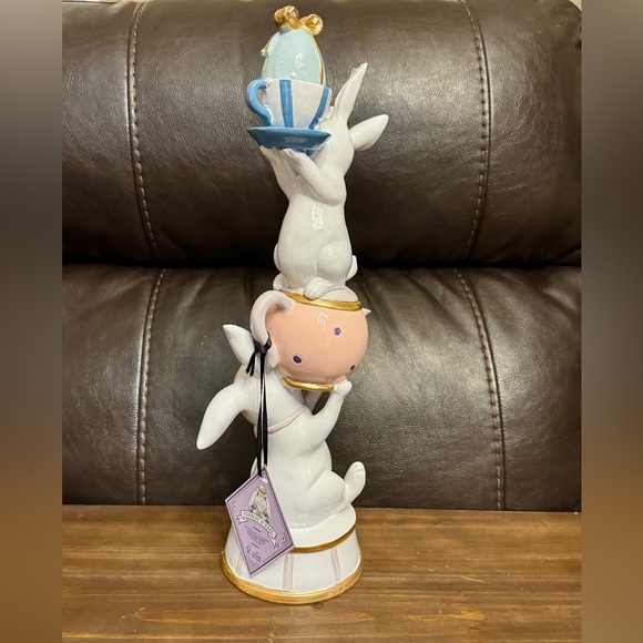 Charming Bunny Figurine with Teapot and Cup - Picture 3 of 3